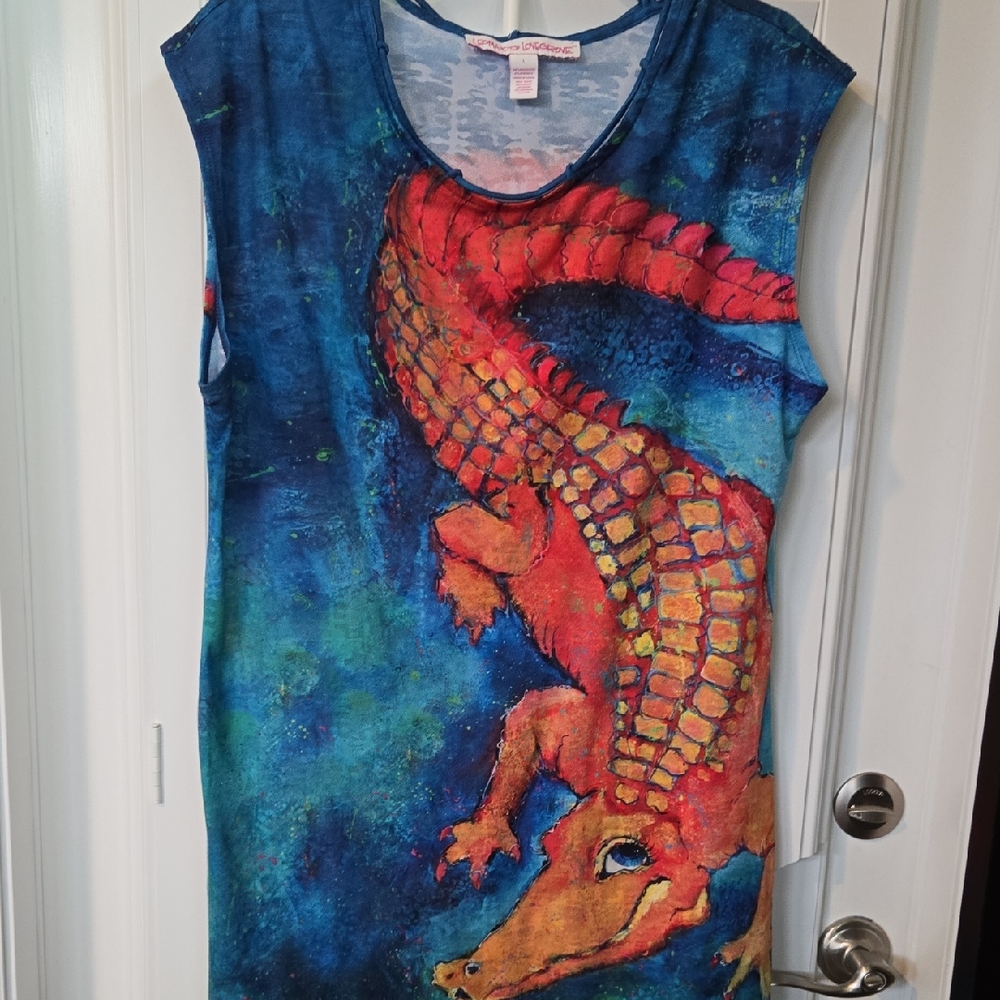 Leoma Lovegrove Blue Alligator Print Dress